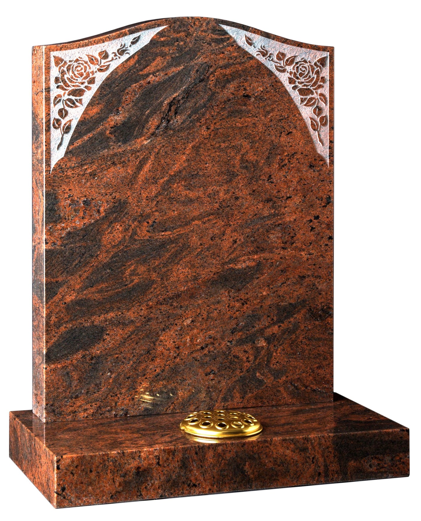 red granite gravestone roses stonemason