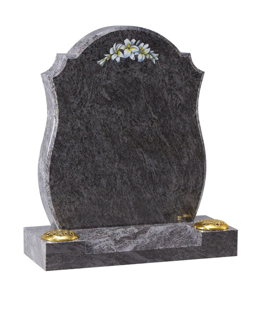 Blue granite headstone didcot flowers