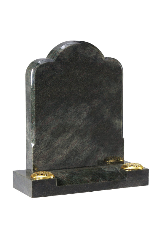 Green granite gravestone round top 
