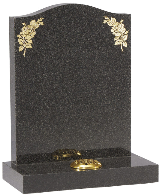 granite gravestone gold roses 
