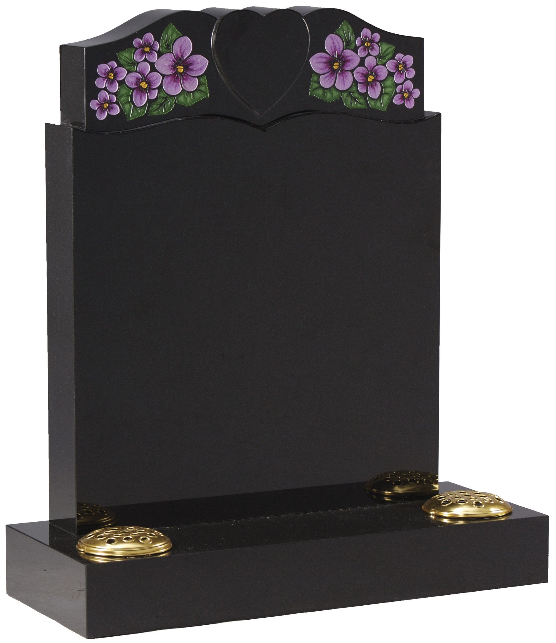 granite memorial heart flowers 