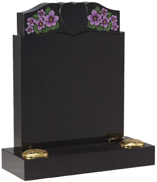 granite memorial heart flowers 