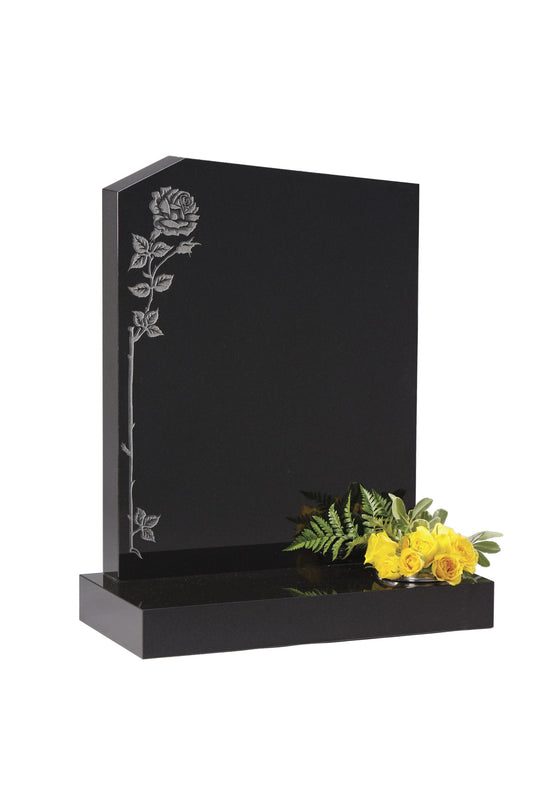 black granite headstone stone carver
