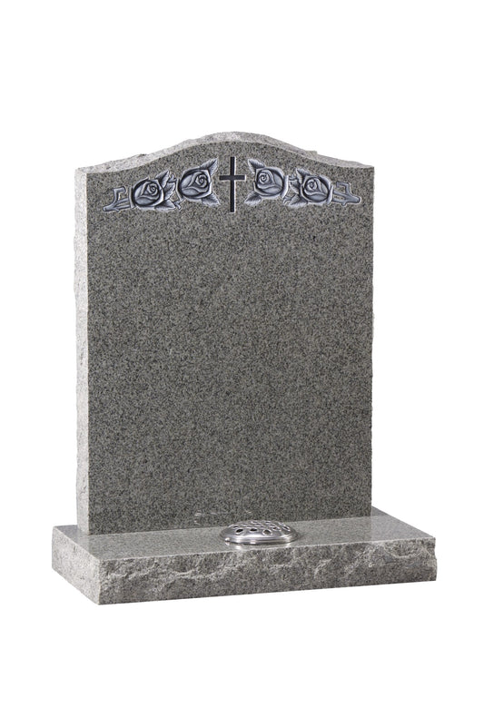 granite headstone cross roses