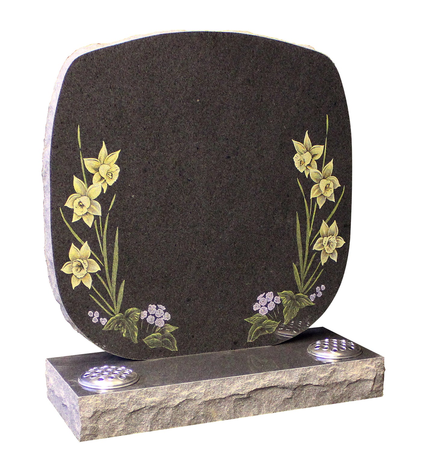 Crystal Grey Granite Daffodil Headstone (ET120)