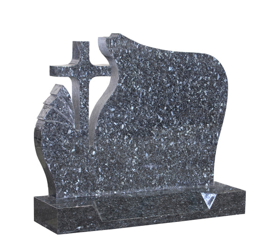 Blue Pearl Granite Modern Cross Headstone (ET133)