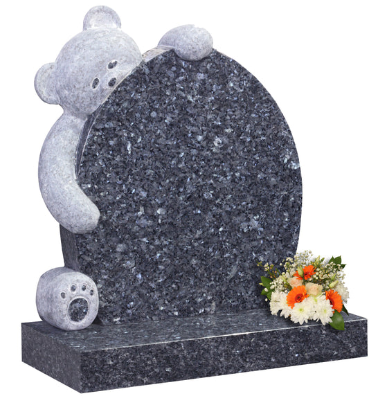 Blue Pearl Granite Teddy Bear Hugging Memorial (ET151)