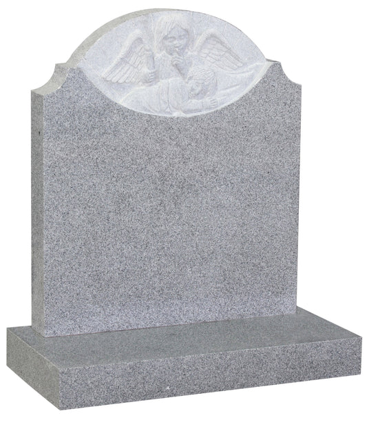 Pearl Grey Guardian Angel and Child Memorial (ET154)