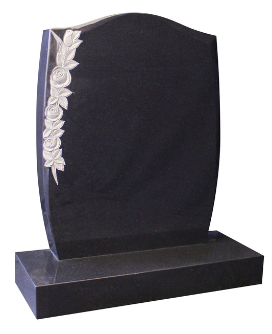 Black Granite headstone with rose detail (ET52)