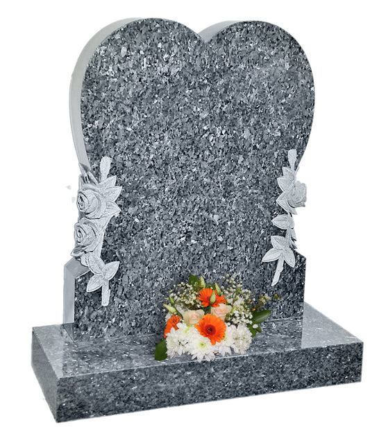 Classic heart headstone with carved roses (ET96)